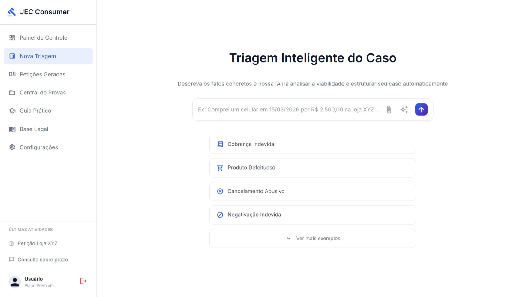 New triage interface in Digital Legal Guidance for initial registration and classification of legal situations